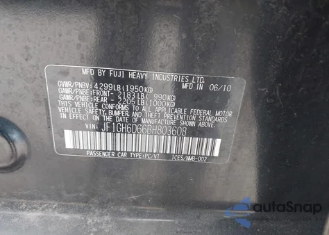 2011 Subaru Impreza Outback Sport from USA, damaged, VIN JF1GH6D66BH803608